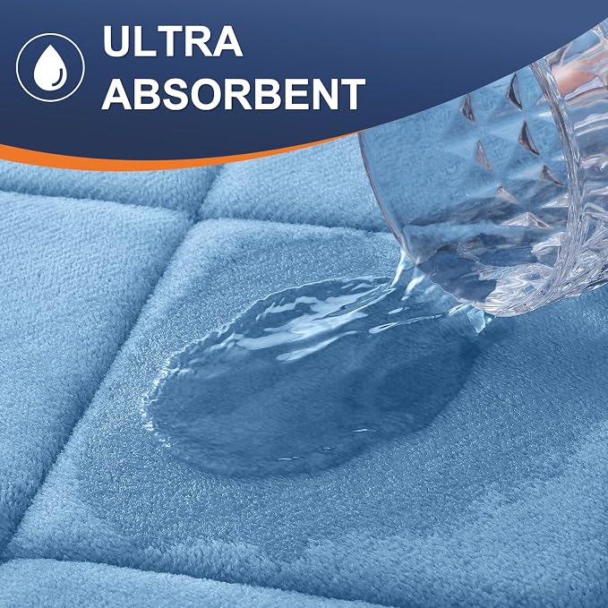 OLANLY Memory Foam Bath Mat 70x24, Ultra Soft and Absorbent Bathroom Rugs | Blue, Quick Dry, Machine Washable Shower Bath Rugs, Comfortable Bath Carpet for Bathroom Floor, Tub and Shower