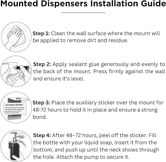 Black Shampoo and Conditioner Dispenser Set Wall Mounted by Brighter Barns - Shampoo Dispenser for Shower Wall 3 Chamber No Drill - Shower Bottles Refillable with Labels for Bathroom, Airbnb (Black)