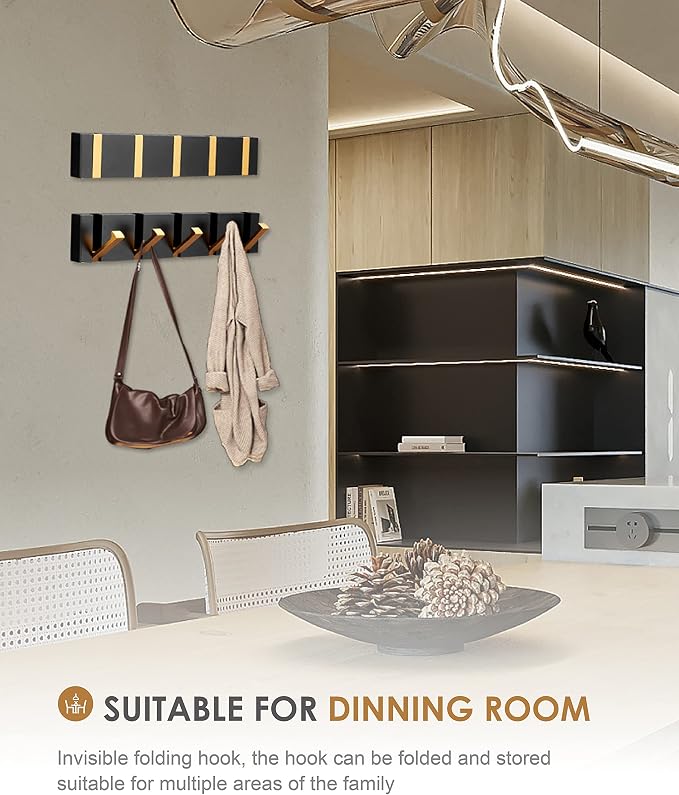 2 Pack,Bathroom Towel Hooks for Wall,Black Gold Wall Hooks for Coats,Towel Hooks for Bathrooms,Perforated or Free Perforated,Black Gold Towel Hooks,Towel Door Hooks,Also for Balcony,Kitchen.