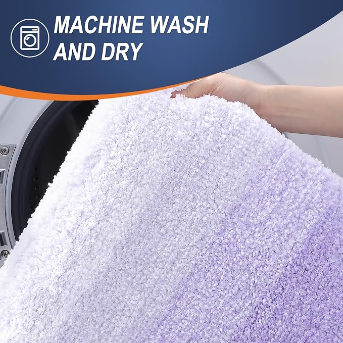 OLANLY Bathroom Runner Rug 44x20, Extra Soft Absorbent Microfiber Bath Rugs | Light Purple, Non-Slip Quick-Drying Rubber Backing, Washable Long Bath Mat for Floor, Tub and Shower, Home Decor