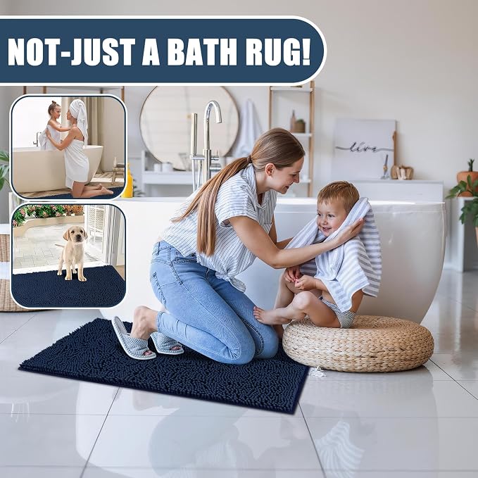 Bathroom Rugs Sets 3 Piece with Toilet Seat Cover 19.5"x 18.5" | Machine Washable Bath Rug Set with Tpr Non Slip Rubber Backing Solid Bath Mat Set for Luxury Bathroom Decoration