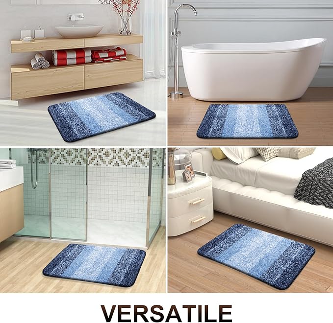 OLANLY Bathroom Runner Rug 70x24, Extra Soft Absorbent Microfiber Bath Rugs | Navy, Non-Slip Quick-Drying Rubber Backing, Machine Washable Long Bath Mat for Floor, Tub and Shower, Home Decor Accessories