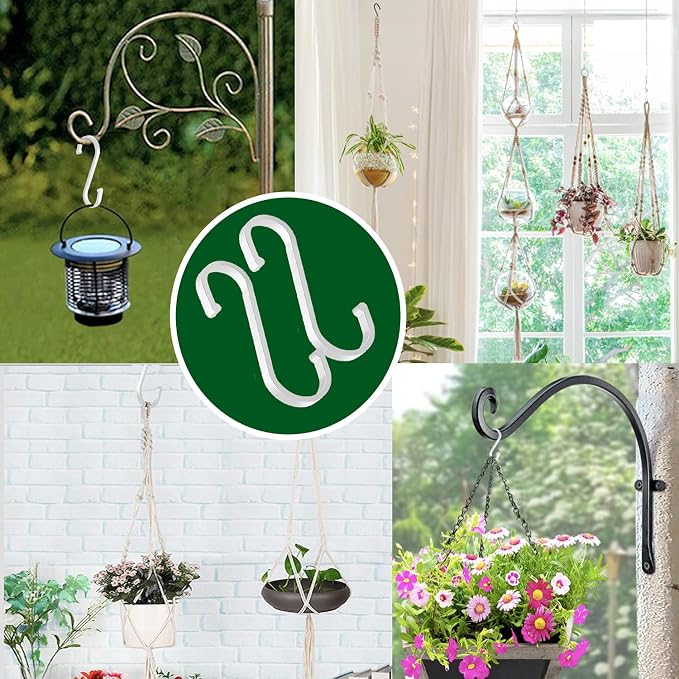 GAViA 10 Pack S Shaped Hooks - Heavy Duty S- Hooks Pan Pot Holder Rack Hanging for Kitchenware Pans, Pots, Cups, Utensils Clothes, Bags, Towels, Plants (White)