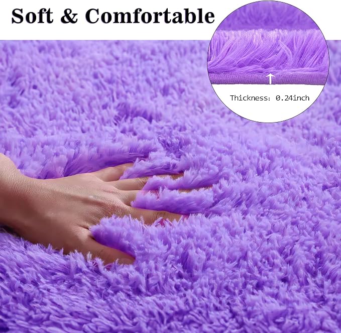 Purple Bathroom Rugs Sets 3Piece Bath Mat Solid Bath Rug Floor Mats Washable Shower Rug with U-Shaped Contour Rug Toilet Lid Cover