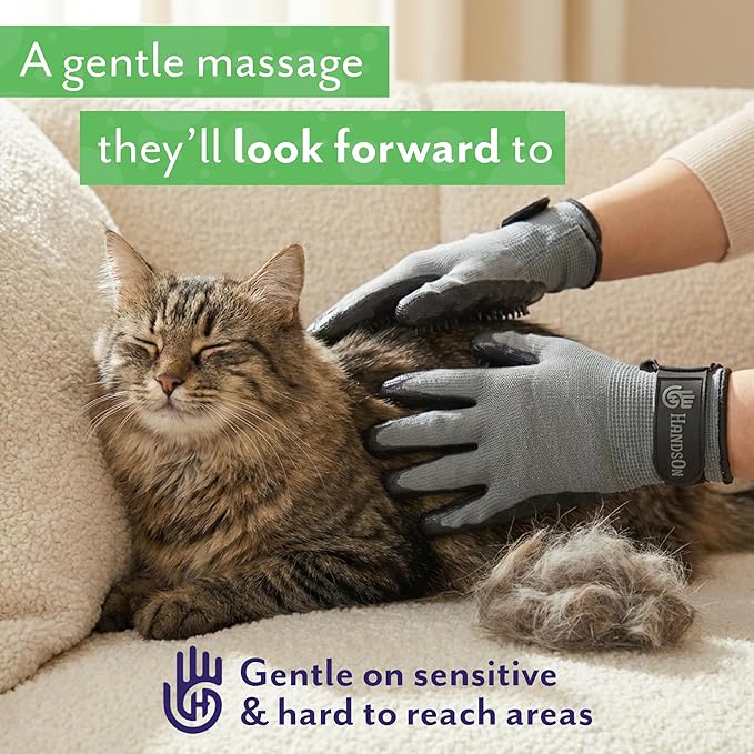 Pet Grooming Gloves - Patented #1 Ranked, Award Winning Shedding, Bathing, & Hair Remover Gloves - Gentle Brush for Cats, Dogs, and Horses (Black, Large)