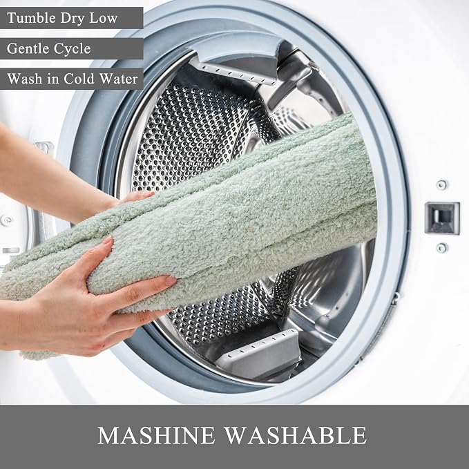 2 Piece Ombre Bath Mat Set for Bathroom, Non Slip Ultra Soft and Thick Water Absorbent Bath Carpet, Machine Washable & Quick Dry Bathroom Rug, for Bedroom Door Living Room Green
