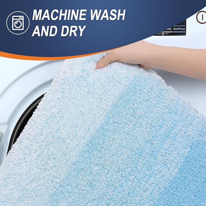 OLANLY Bathroom Runner Rug 40x24, Extra Soft Absorbent Microfiber Bath Rugs | Sky Blue, Non-Slip Quick-Drying Rubber Backing, Washable Long Bath Mat for Floor, Tub and Shower, Home Decor