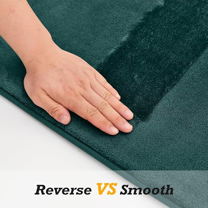 Bathroom Rugs Sets 2 Piece, Non-Slip & Quick Dry Bath Mat Set, Ultra Soft Velvet Bath Rugs for Bathroom, Toilet and Shower Floor, Peacock Blue