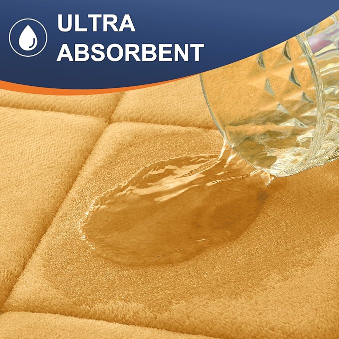 OLANLY Memory Foam Bath Mat 44x24, Ultra Soft and Absorbent Bathroom Rugs | Yellow, Quick Dry, Machine Washable Shower Bath Rugs, Comfortable Bath Carpet for Bathroom Floor, Tub and Shower