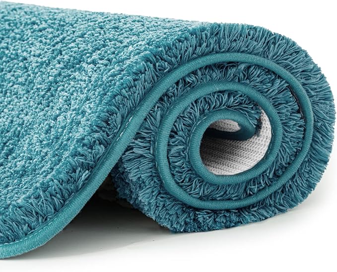 MIULEE Teal Soft Bathroom Rugs Set 2 Piece Soft Bath Mats 24x36 Inch | Soft Absorbent Microfiber Bath Rugs, Non Slip, Quick Dry, Fluffy Bath Rugs for Bathroom Floor Tub Showers, Machine Washable
