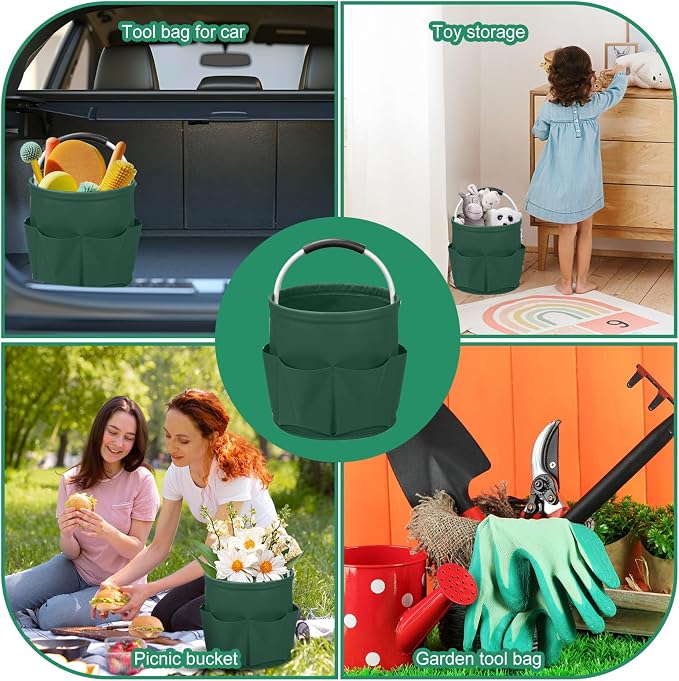 Cleaning Caddy for Cleaning Supplies,17L Cleaning Supply Caddy with Handle Foldable Cleaning Supplies Organizer Bucket Cleaning Products Organizers for Home, Garden (Grass Green)