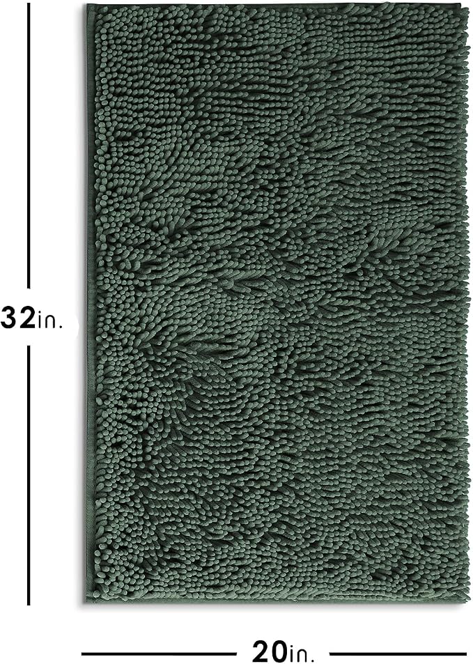 Hearth & Harbor Bathroom Rugs, Chenille Bath Mat - Machine Washable Bath Mats for Bathroom Non-Slip Backing Rubber, Quick Dry Bathroom Mat