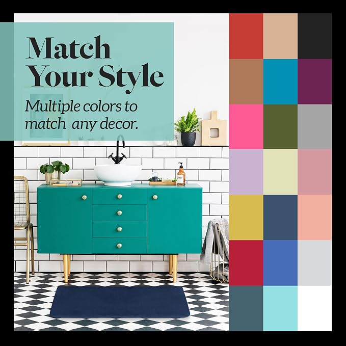 Memory Foam Bath Mat Non Slip Absorbent Super Cozy Velvet Bathroom Rug Carpet (72 inches X 24 inches, Navy)