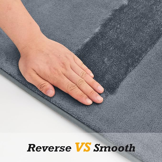 Bathroom Rugs Sets 3 Piece, Non-Slip & Quick Dry Bath Mat Set, Ultra Soft Velvet Bath Rugs for Bathroom, Toilet and Shower Floor, Grey
