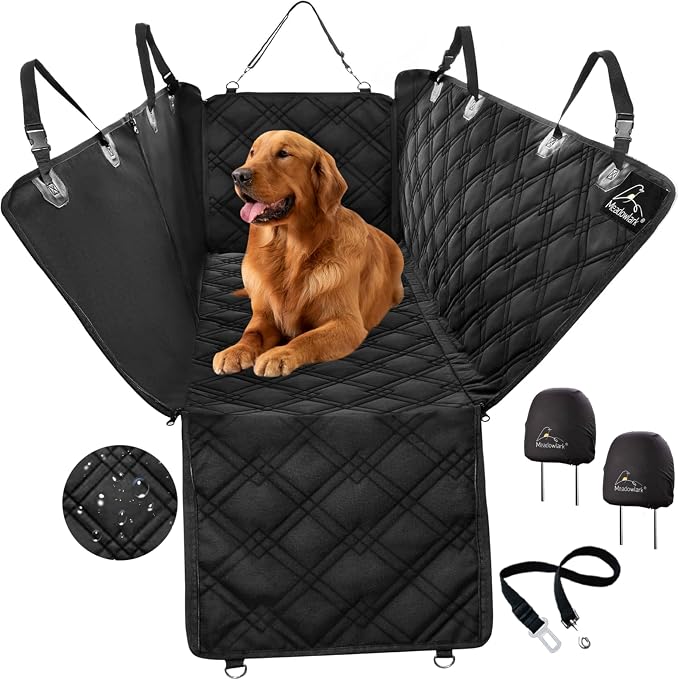 Dog Car Seat Cover, X-Large Heavy Duty Pet Seat Cover for Back Seat, Extra Padded Non-Slip Dog Hammock, Water-Resistant Back Seat Protector for Cars Trucks and SUVs (64” W x 60" L)
