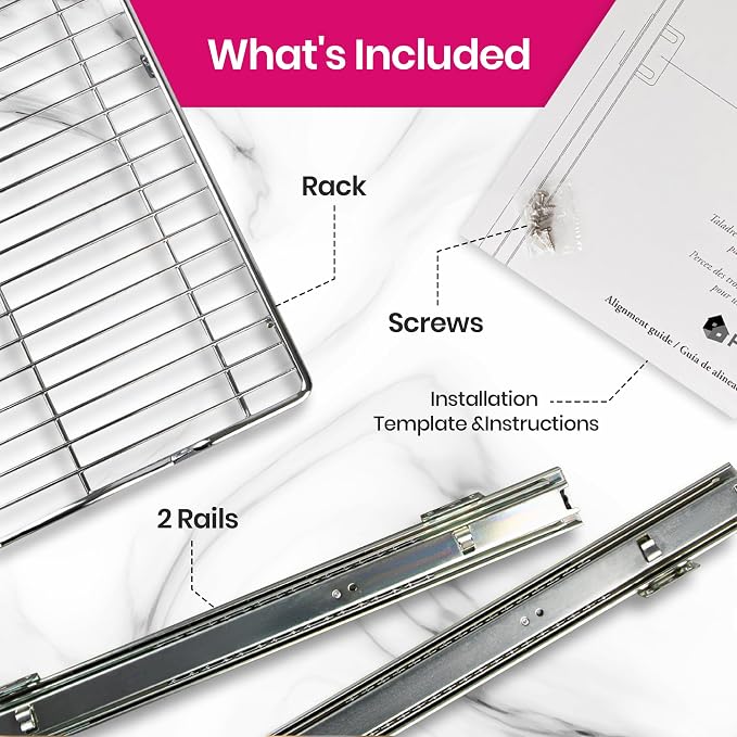 HOLD N' STORAGE Pull Out Cabinet Organizer, Heavy Duty-w/Lifetime Limited Warranty -11”W x 17”D-Requires At Least 12-1/4” Cabinet Opening, Steel Metal Cabinet Drawers Slide Out, Chrome Finish