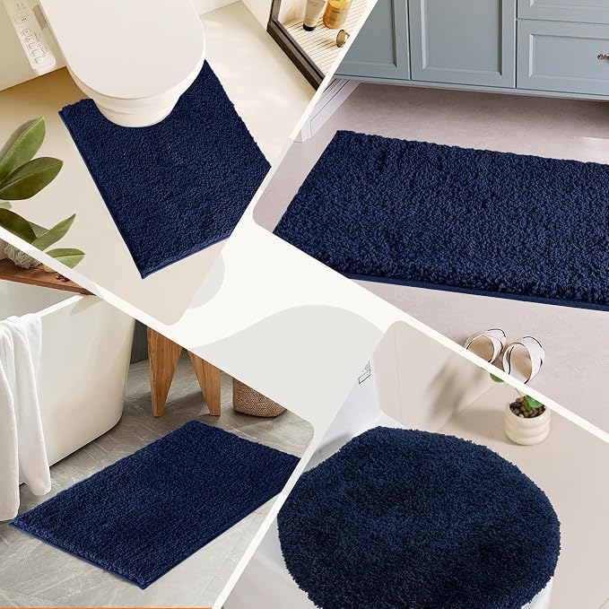 Bathroom Rugs Sets 2 Piece Non Slip Washable Bath Mat Set | Soft Absorbent bathroom mat set Microfiber bathroom floor mat Rubber Backed bath rug set for Floor, Tub and Shower