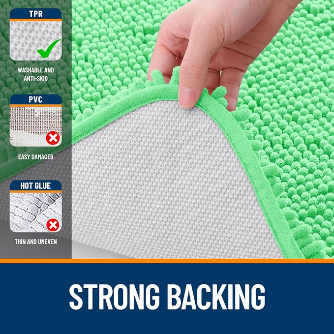 OLANLY Bathroom Rugs 35x24, Extra Soft Absorbent Chenille Bath Rugs | Mint Green, Quick-Drying Rubber Backing, Machine Washable Bath Mat for Bathroom Floor, Tub and Shower, Home Decor Accessories