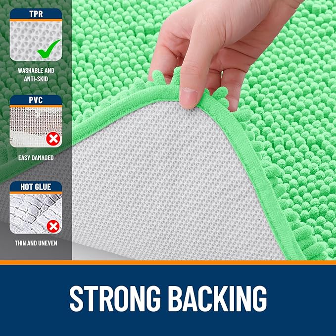 OLANLY Bathroom Runner Rugs 47x17, Extra Soft Absorbent Chenille Bath Rugs | Mint Green, Quick-Drying Rubber Backing, Washable Long Bath Mat for Bathroom Floor, Tub and Shower, Home Decor Accessories
