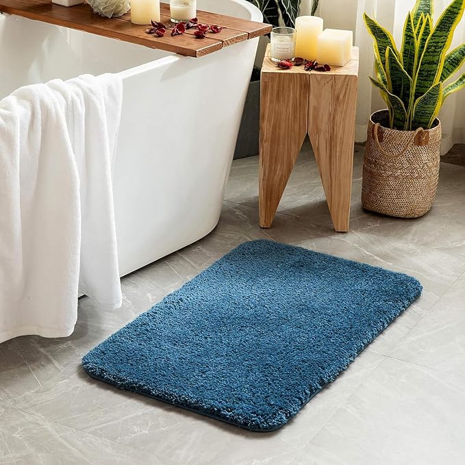 MIULEE Peacock Bathroom Rugs Set 2 Piece Small Soft Bath Mats 16x24 Inch | Soft Absorbent Microfiber Bath Rugs, Non Slip, Quick Dry, Fluffy Bath Rugs for Bathroom Floor Tub Showers, Machine Washable