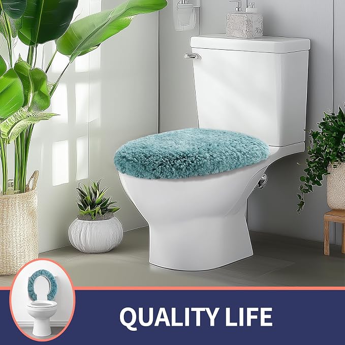 Soft Microfiber Toilet Seat Cover 17.5" x 15" Machine Washable | Solid Toilet Lid Cover Adjustable Rubber Backing Fits Most 16 -17.5" L x 14-16" W Round Oblong and Elongated Toilet Seat
