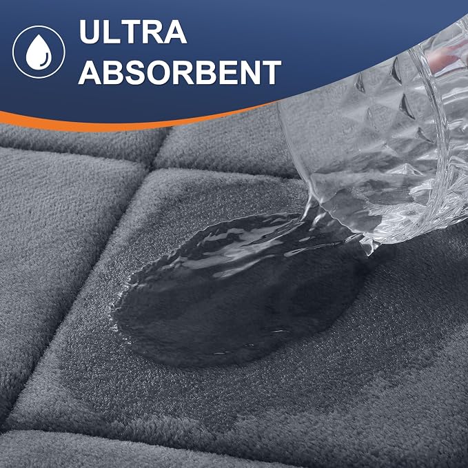 OLANLY Memory Foam Bath Mat 44x24, Ultra Soft and Absorbent Bathroom Rugs | Dark Grey, Quick Dry, Machine Washable Shower Bath Rugs, Comfortable Bath Carpet for Bathroom Floor, Tub and Shower