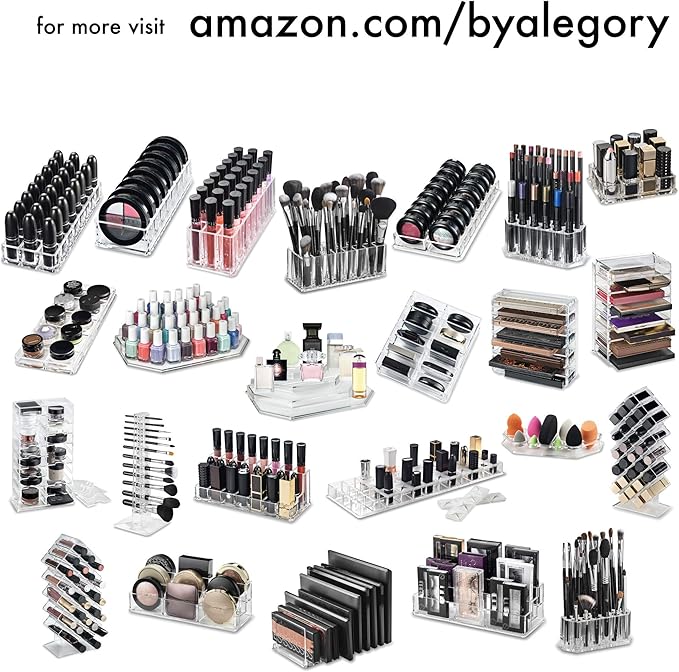 byAlegory Acrylic Makeup Beauty Brush Organizer | 24 Space Cosmetic Storage (CLEAR)