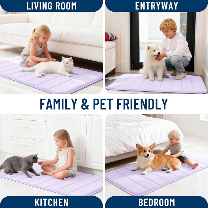 OLANLY Memory Foam Large Bath Mat 44x32, Super Soft Absorbent Bathroom Rugs | Lavender, Quick Dry Bath Rug, Machine Washable Shower Floor Mats, Bathmat Carpet for Bathroom Floor, Tub and Shower