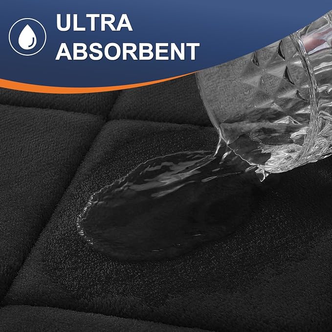 OLANLY Memory Foam Bath Mat 59x20, Ultra Soft and Absorbent Bathroom Rugs | Black, Quick Dry, Machine Washable Shower Bath Rugs, Comfortable Bath Carpet for Bathroom Floor, Tub and Shower