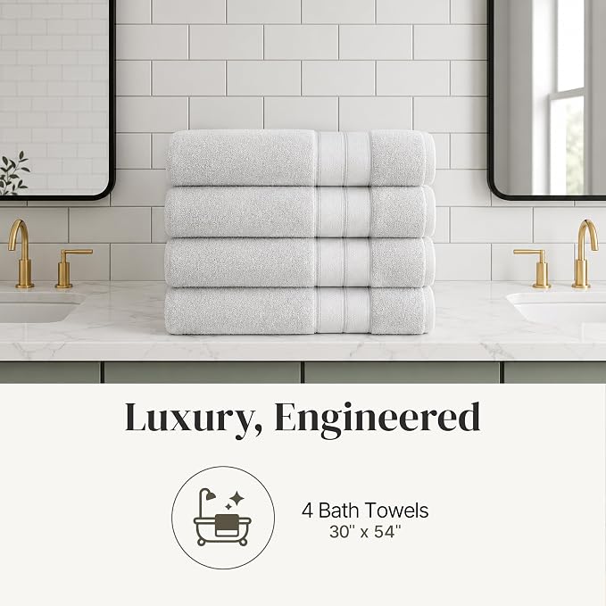 Modern Threads 4-Pack SpunLoft Bath Towel 30x54 - Grey