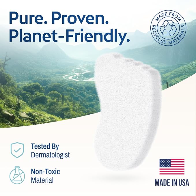 HartFelt Foot Scrub Sponge Exfoliator, Callus and Dead Skin Remover for Heel, Toes, and Foot, 25 Count, White