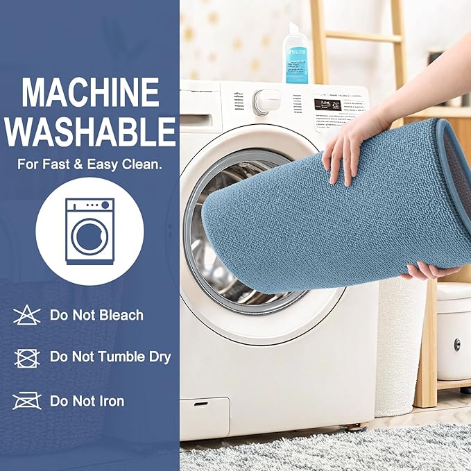 OLANLY Memory Foam Bathroom Runner Rug 59x24, Absorbent Long Mat, Airy Blue | Soft Quick Dry Bath Rugs, Non-Slip Carpet, Machine Washable Mat for Bathroom Floor, Tub and Shower, Home Decor Accessories