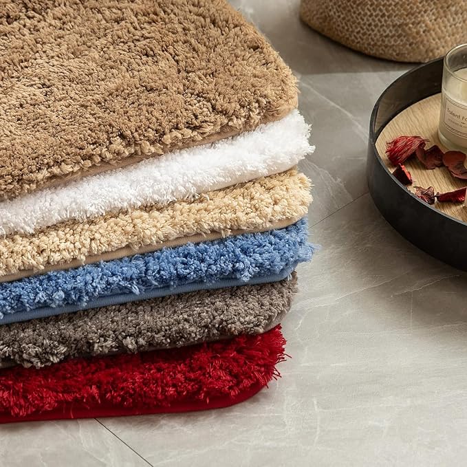 MIULEE Blue Bathroom Rugs Set 2 Piece Small Soft Bath Mats 16x24 Inch | Soft Absorbent Microfiber Bath Rugs, Non Slip, Quick Dry, Fluffy Bath Rugs for Bathroom Floor Tub Showers, Machine Washable