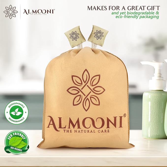 ALMOONI Natural Loofah Body Scrubber, Egyptian Loofah Sponge, 2 Count | Natural Egyptian Loofah Sponge, Round Shape Shower Sponge for Face & Body, Men & Women, Gentle Exfoliation, Large Size
