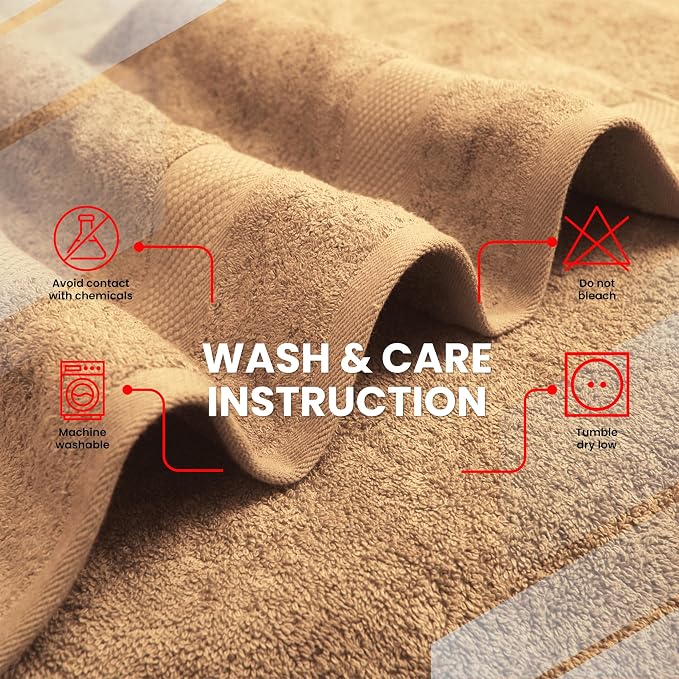 Infinitee Xclusives 100% Cotton Bath Towel Set – 8 Piece Bathroom Towel Set | (2 Bath Towels, 2 Hand Towels, 4 Washcloths) – Soft & Absorbent Towels for Bathroom - Gym, Shower, Spa & Hotel Use