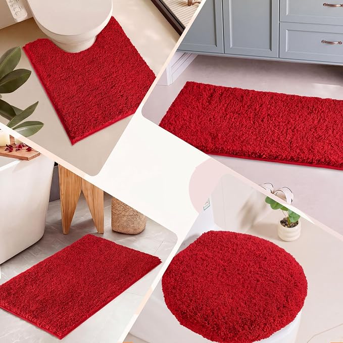Bathroom Rugs Sets 2 Piece Non Slip Washable Bath Mat Set | Soft Absorbent bathroom mat set Microfiber bathroom floor mat Rubber Backed bath rug set for Floor, Tub and Shower