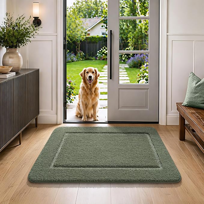 LOCHAS Bathroom Rug Set 3 Piece, Bath Rugs Sets Non Slip, Sage Green | Washable Absorbent Microfiber Bath Mat Set, Soft Cozy Bathroom Mat for Shower Sink Toilet