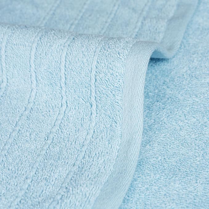 4 Piece Extra Large Bath Towels 30 x 60 Inches, Sky Blue | 100% Cotton, Larger & Lighter Weight, Quicker to Dry, Super Soft and Absorbent, Perfect for Bathroom