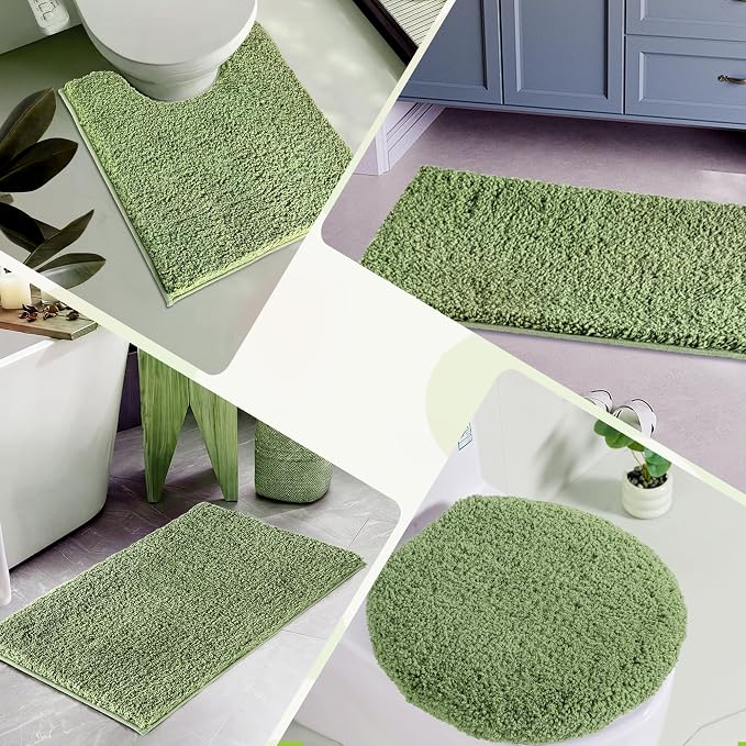 Bathroom Rugs Sets 2 Piece Non Slip Washable Bath Mat Set | Microfiber bath rug set with toilet mats for bathroom , Soft Absorbent toilet rug set TPR Rubber Backed bathroom floor mat