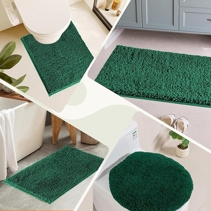 Bathroom Rugs Sets 2 Piece Non Slip Washable Bath Mat Set | Microfiber bath rug set with toilet mats for bathroom , Soft Absorbent toilet rug set TPR Rubber Backed bathroom floor mat
