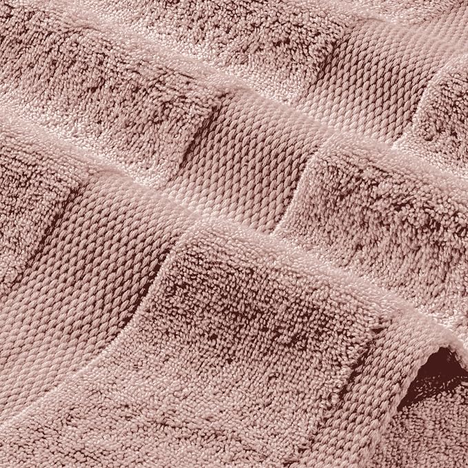 White Classic Wealuxe Pink Bath Towels 24x50 Inch, Cotton Towel Set for Bathroom, Hotel, Gym, Spa, Soft Extra Absorbent Quick Dry 12 Pack