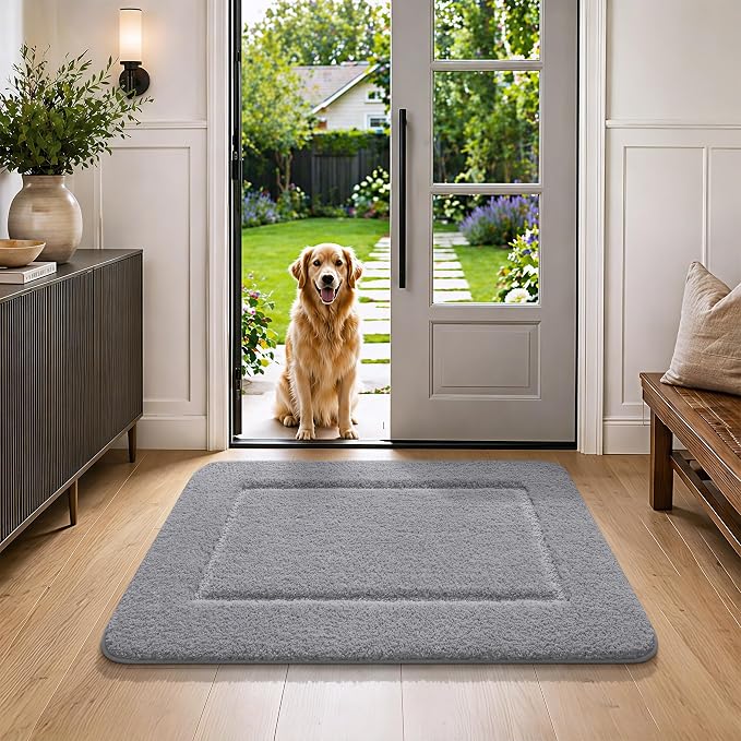LOCHAS Bathroom Rug Set 3 Piece, Bath Rugs Sets Non Slip Backing, Grey | Washable Absorbent Microfiber Bath Mat Set, Soft Cozy Bathroom Mat for Shower Sink Toilet