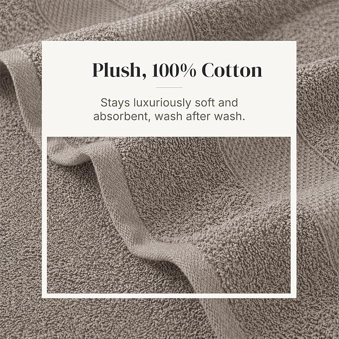 Modern Threads 6 Piece Cotton Bath Towel Set – Ultra Soft 600 GSM Towels – Bathroom Set with Hand Towels and Washcloths – Waffle (Charcoal)