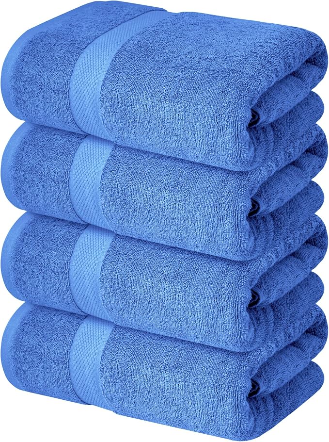 Infinitee Xclusives 100% Ring-Spun Cotton Bath Towels for Bathroom - Pack 4 | Luxury Super Soft, Absorbent & Quick-Drying |27x54 inches| Large Bathroom Towels Set |600 GSM| Gym, Shower, Spa & Hotel Use
