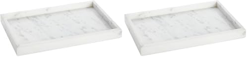 Juvale Large Marble Vanity Tray - Jewelry & Cosmetic Organizer with Drawer Organizer - Bathroom Display with Soap Tray - Home Accent Piece with Marble Decor - 11.7 x 7.7 x 1.1 in White (Pack of 2)