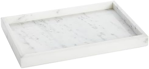 Juvale Large Marble Vanity Tray - Jewelry & Cosmetic Organizer with Drawer Organizer - Bathroom Display with Soap Tray - Home Accent Piece with Marble Decor - 11.7 x 7.7 x 1.1 in White (Pack of 6)