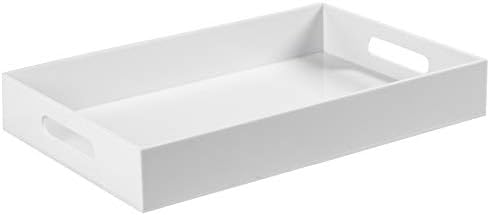 Sooyee Acrylic Serving Tray with Handles, 16" x 12", White