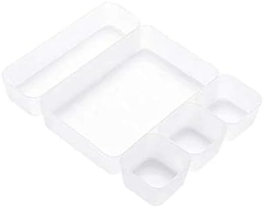 Chris.W Clear Plastic Drawer Organizer Tray for Vanity Cabinet, Set of 5 Storage Tray for Makeup, Kitchen Utensils, Jewelries, Medicine, Pens, and Gadgets