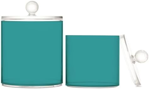Gredecor Teal Apothecary Jars with Lids for Bathroom & Kitchen Organization Containers Acrylic Plastic Organizers Great for Q-Tip Cotton Swabs, Jewelry, Food & Candy Storage, Set of 2 Sizes