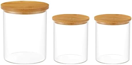 INIUNIK 3 Pack Glass Qtip Holder Dispenser for Cotton Swab Ball, 20 & 11 oz